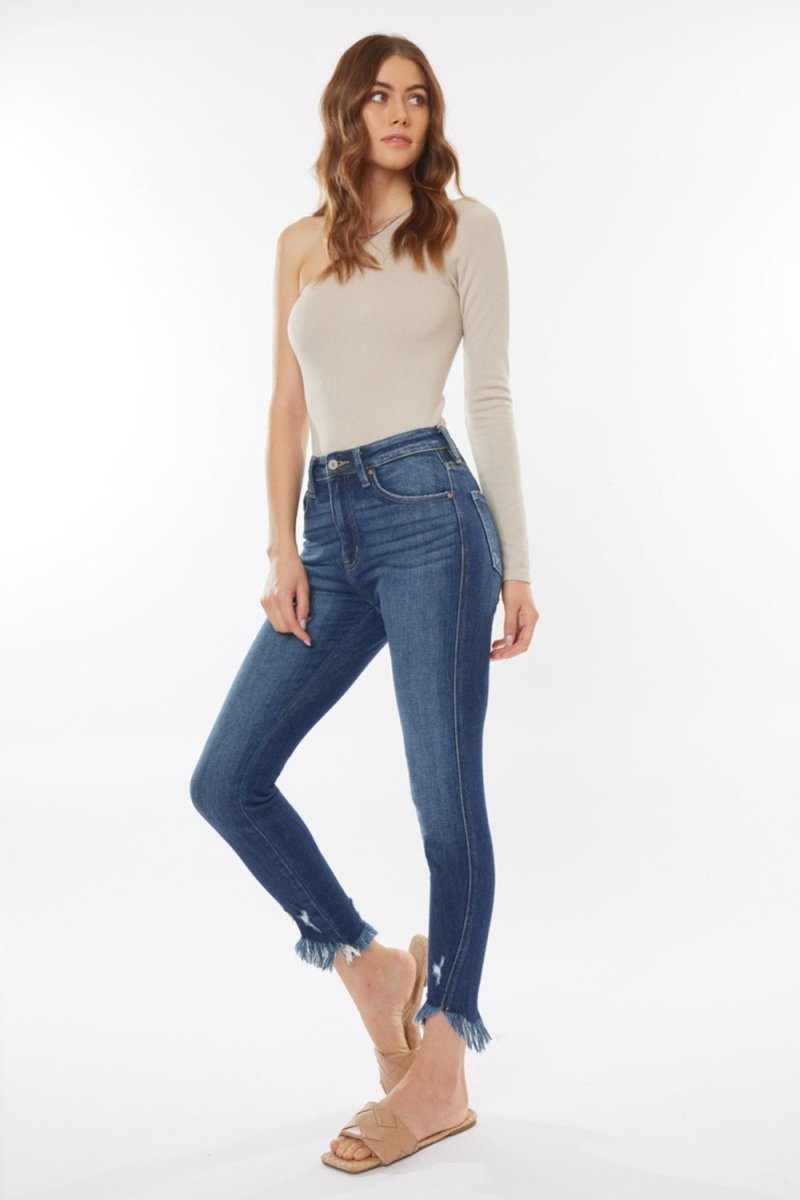 Kancan Raw Hem High Waist Cropped Jeans - Bottoms Sale